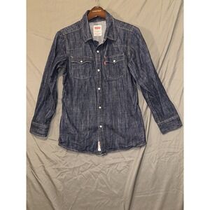 Vtg Levi's Blue Jean Denim Button Down Shirt Kids Youth Size Large‎ /12-13 Yrs